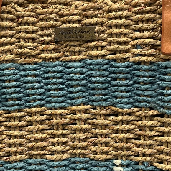 Hearth & Hand Striped Woven Tote in Blue and Natural - Picture 2 of 7